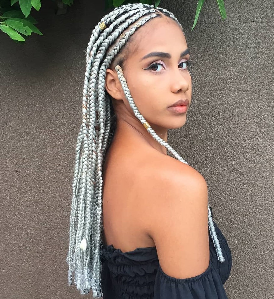 Long White Blonde Fulani Braids