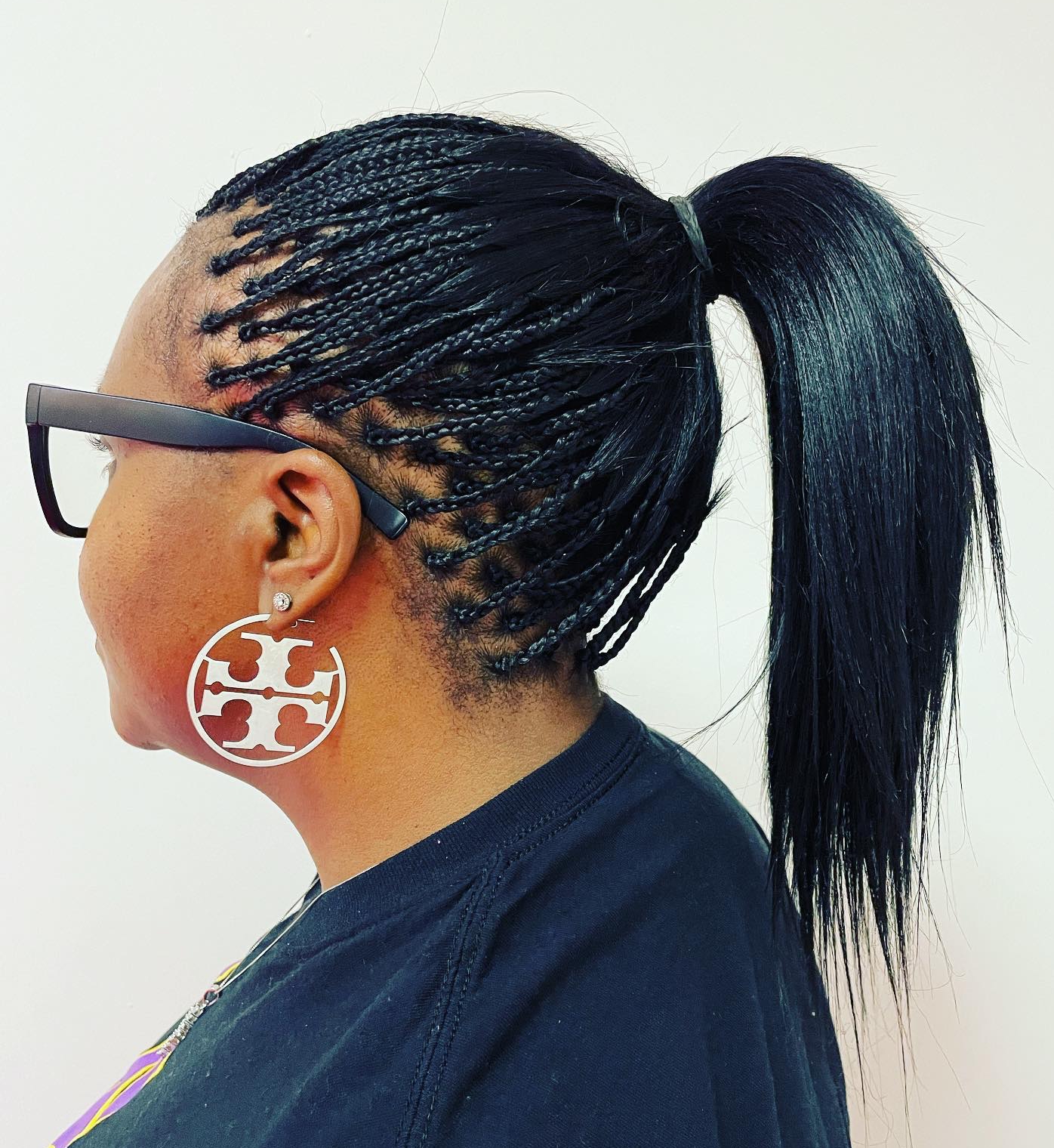 Micro Box Braids in a Pony
