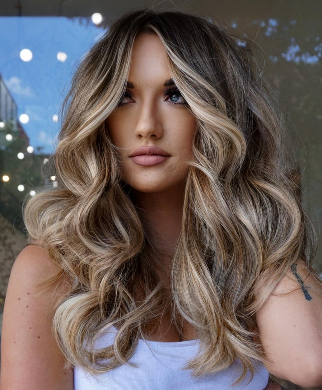 Dark Blonde Balayage with Ash and Blonde Highlights