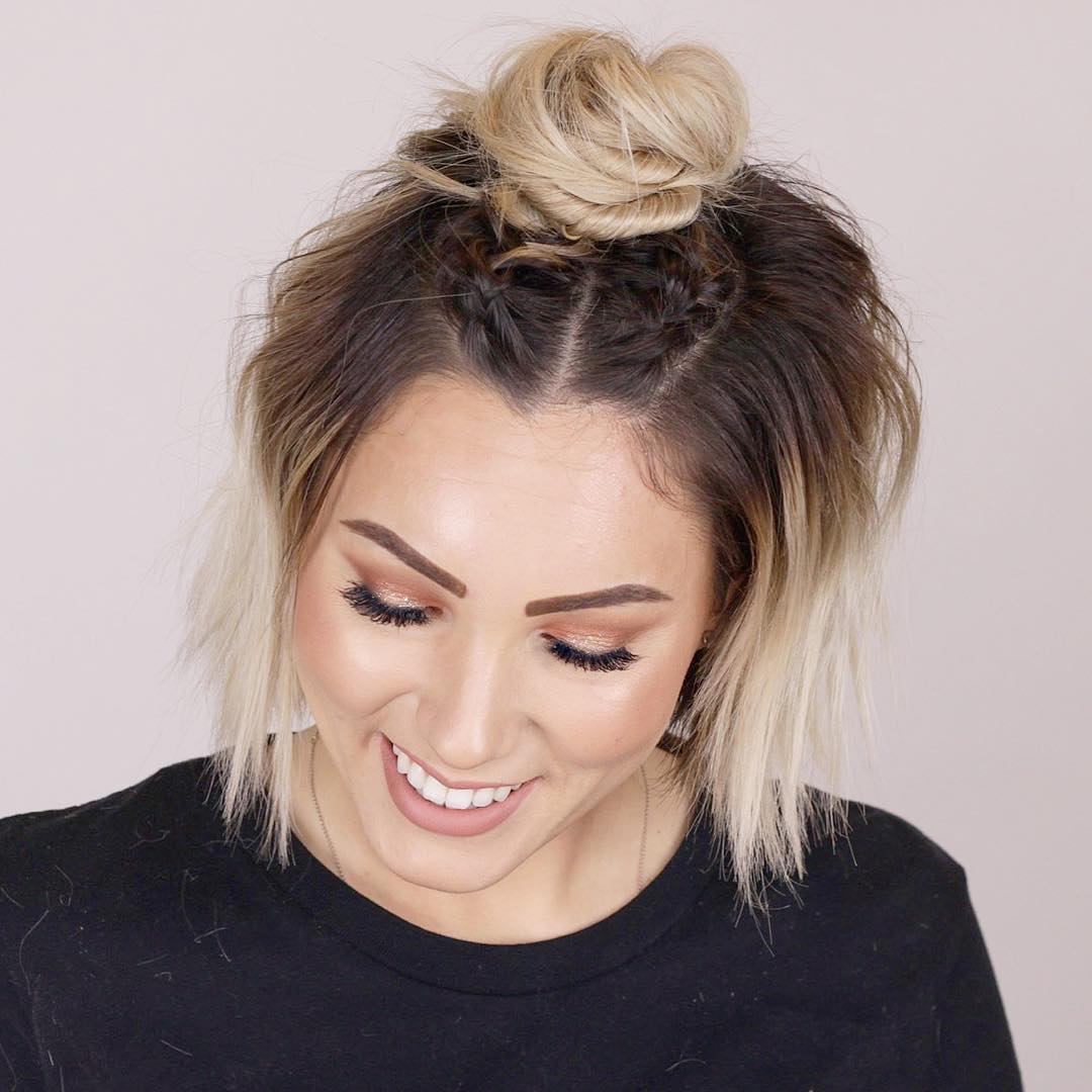 14. Chic Top Knot With Braided Details