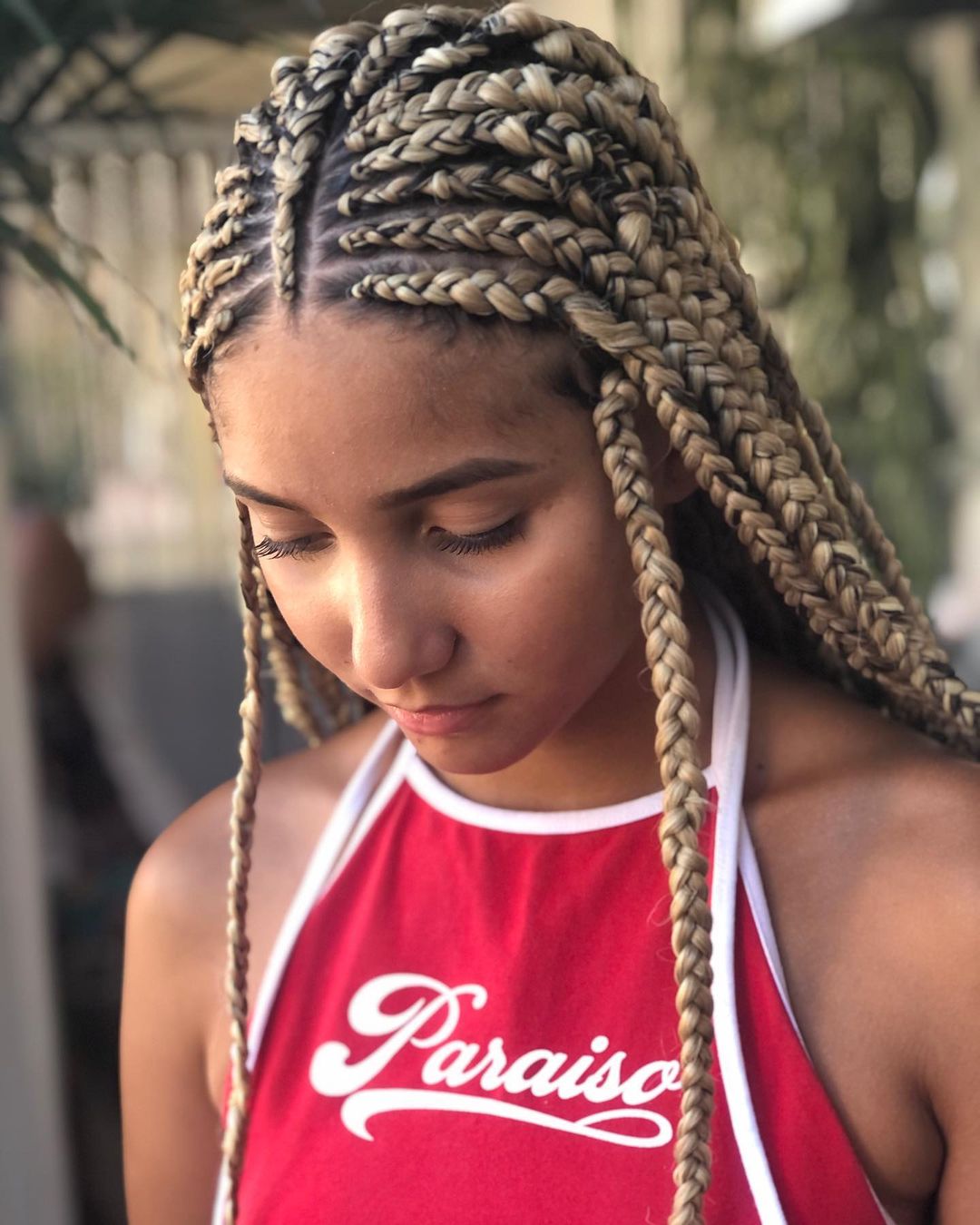 Jumbo Fulani Braids with Blonde Extensions