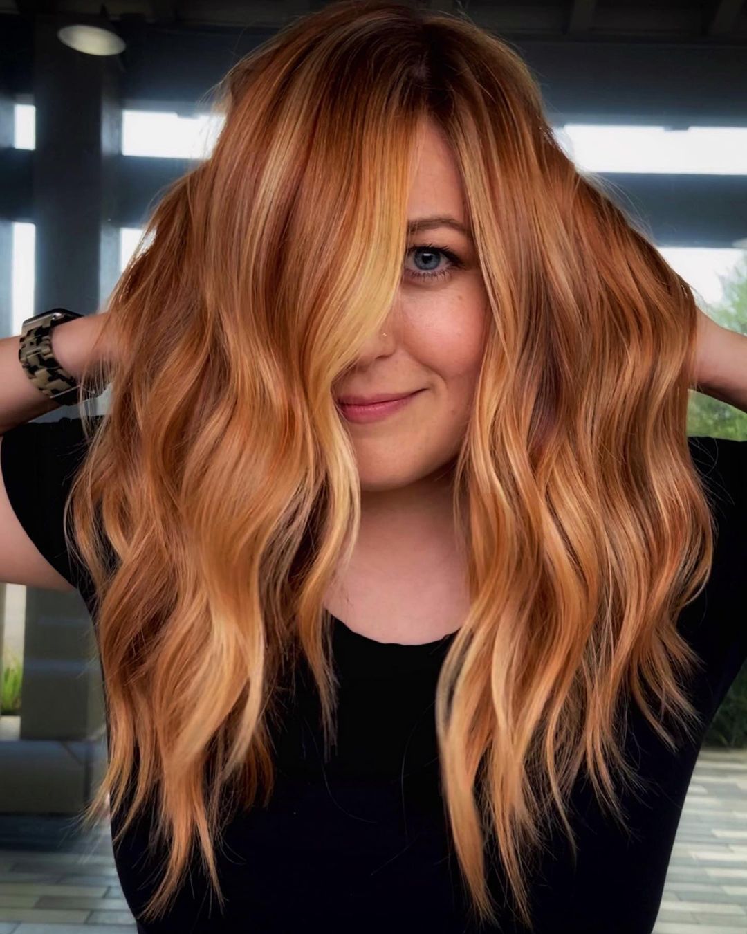30. "Where Golden Waves Dance: The Charm of Ginger Hair in Motion"