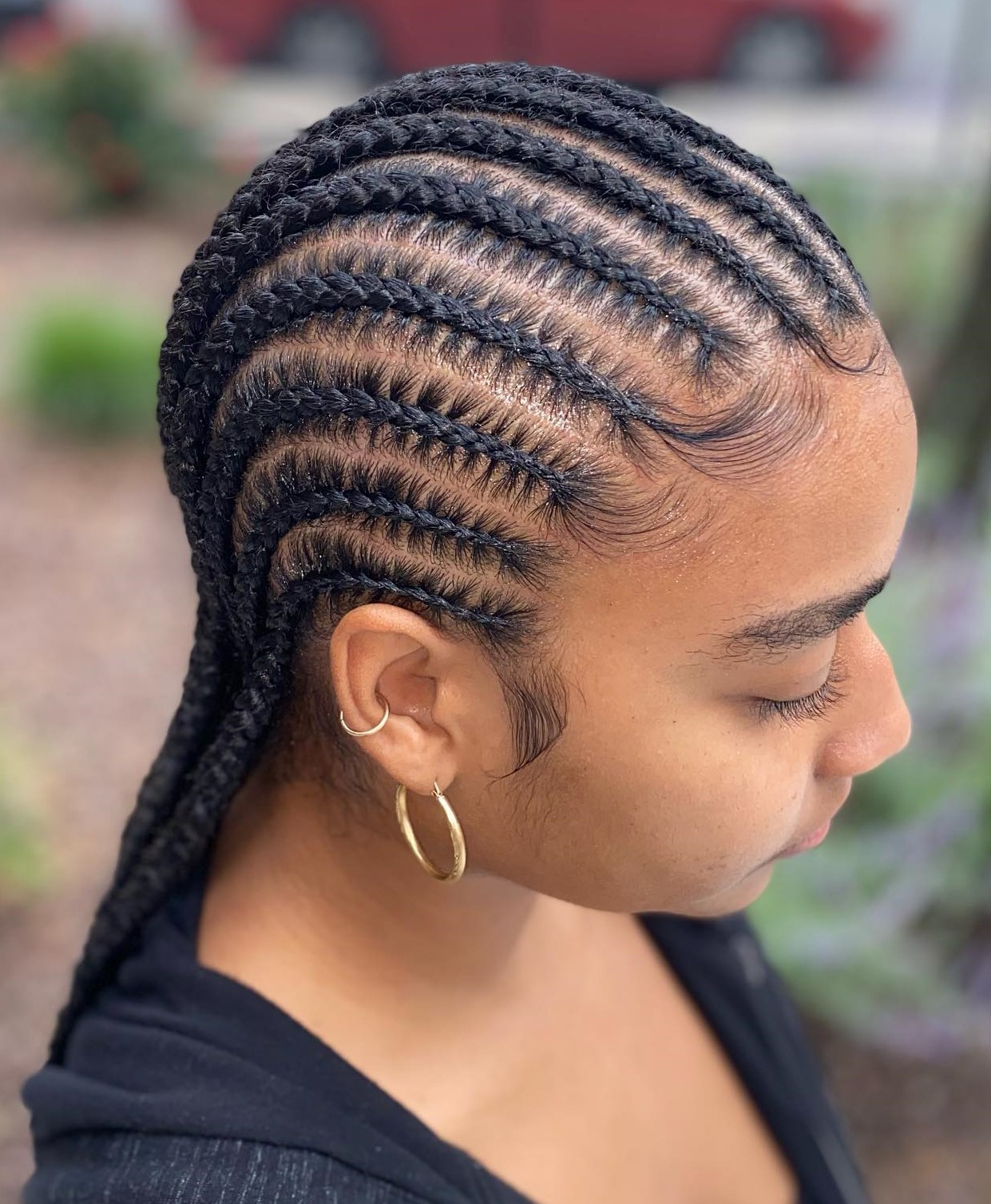 Edgy Feed-In Braids to the Back