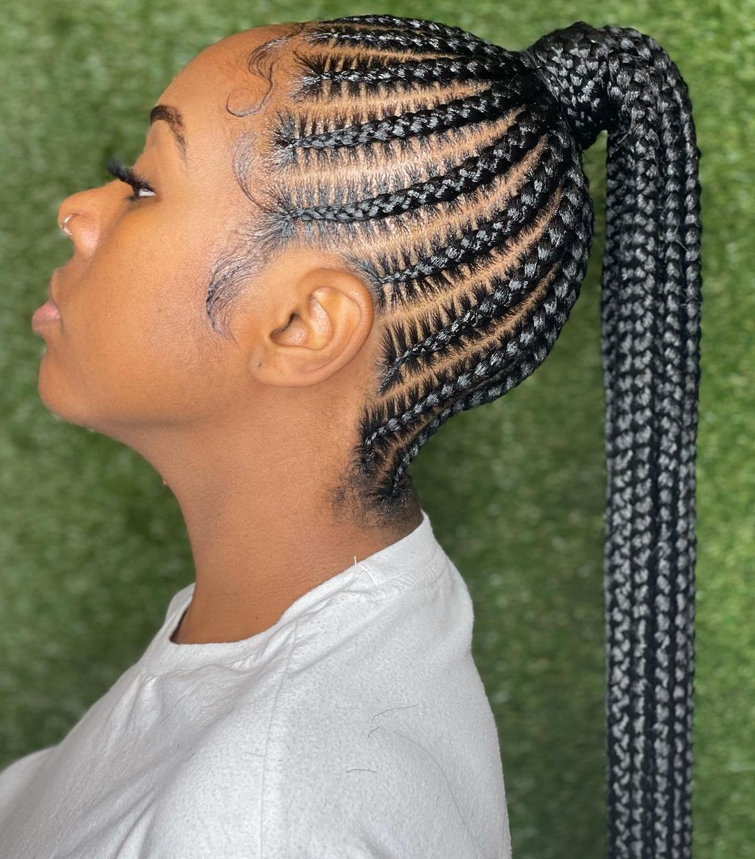 Feed-In Braids to High Ponytail