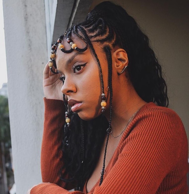 Beaded Fulani Braids with a Pony