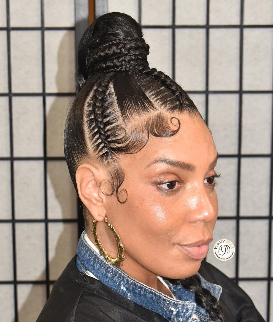 Bun Updo with Feed-In Braids