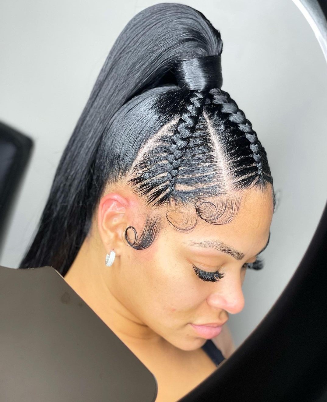 Cute Straight Ponytail with Feed-Ins