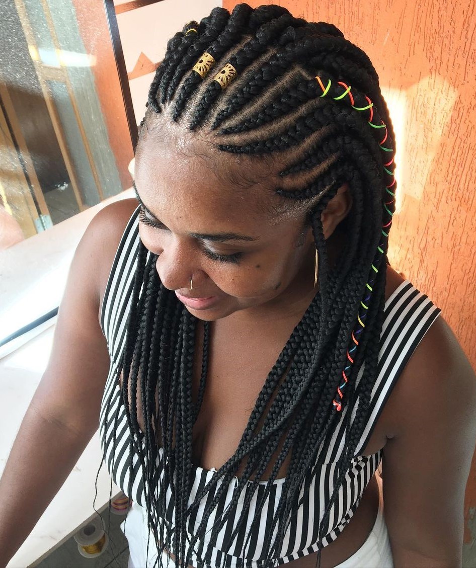 Fulani Braids with Colorful Strings