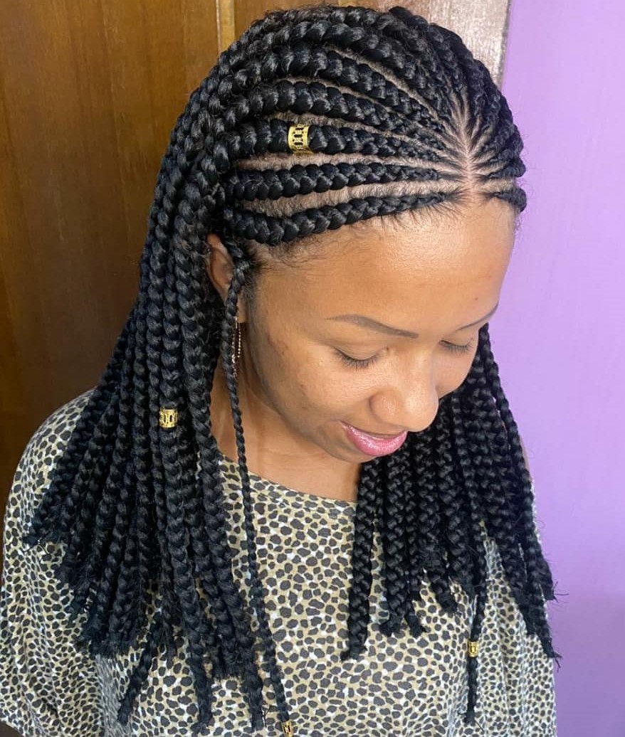 Center-Parted Midi Fulani Braids