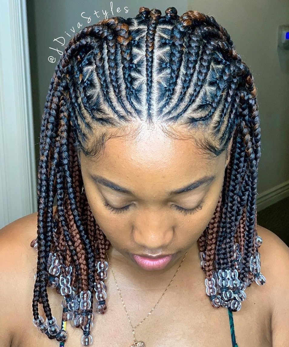 Creative Short Fulani Braids with Beads