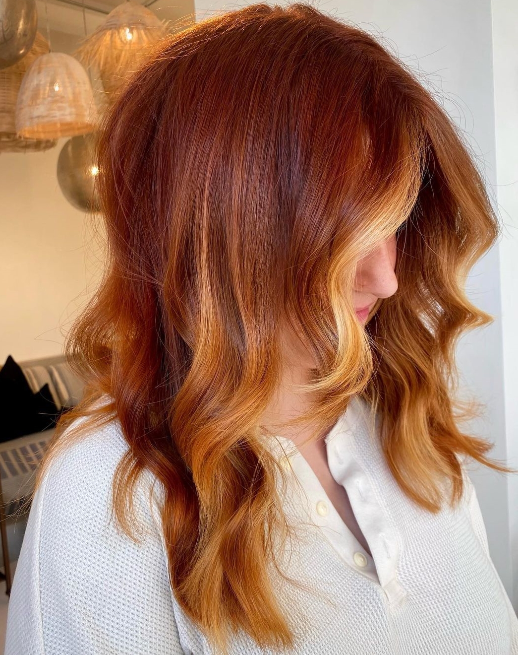 16. Fiery Elegance: Waves of Ginger Perfection