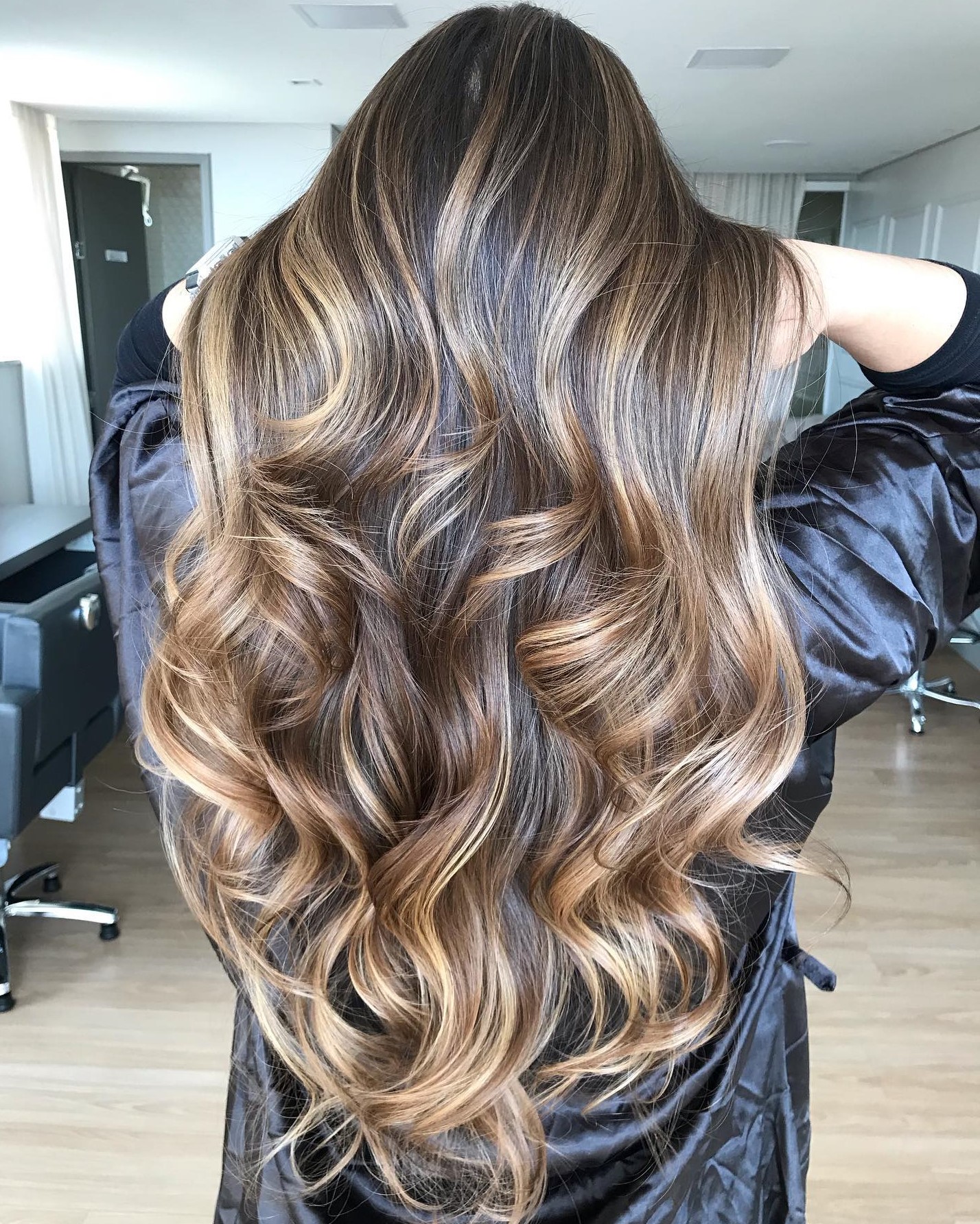 Caramel Blonde Balayage on Brown Hair