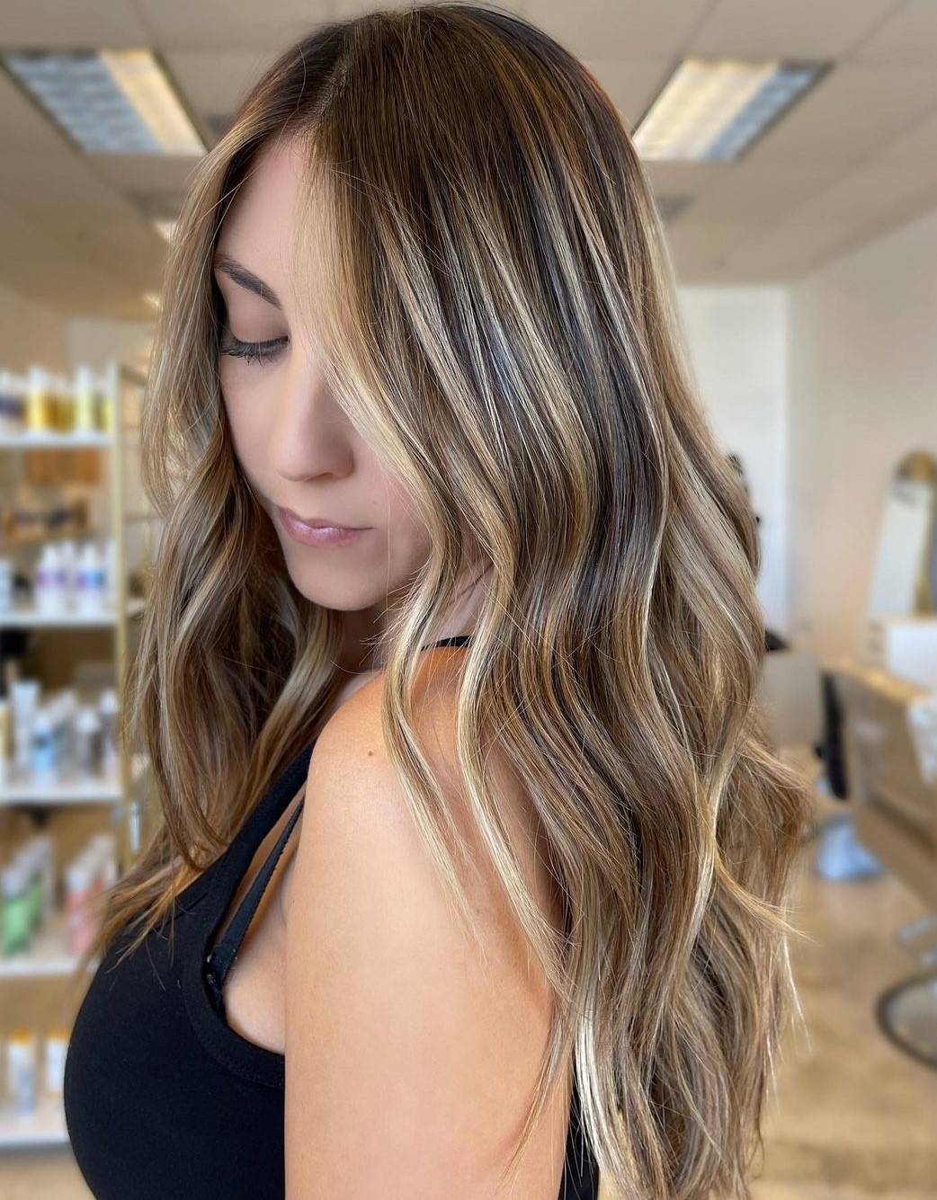 Medium Brown with Golden Blonde Highlights
