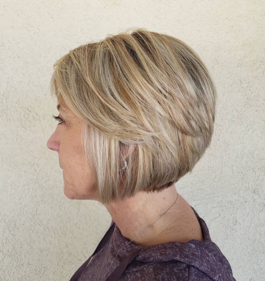 short stacked bob haircut over 50