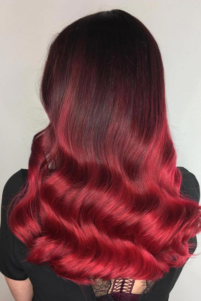 Bright Ruby Red Ombre with Cherry Hair Bright Ruby Red Ombre with Cherry Hair