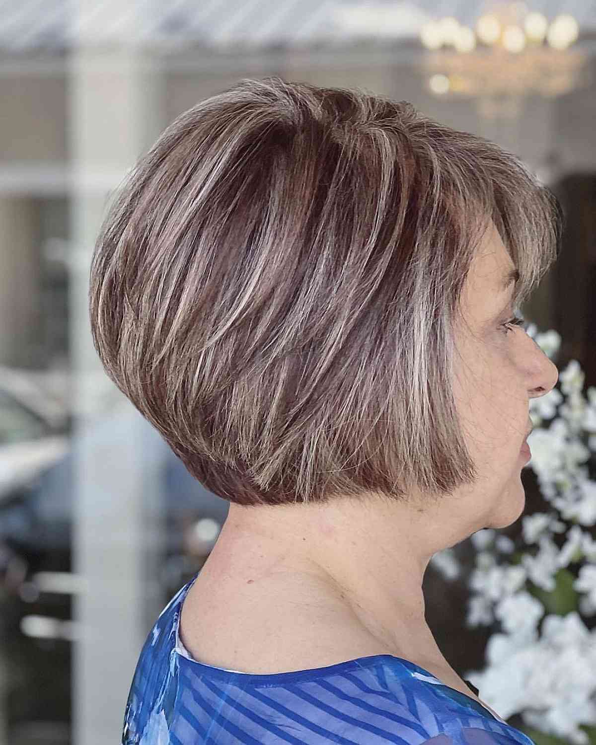 short stacked bob haircut over 50