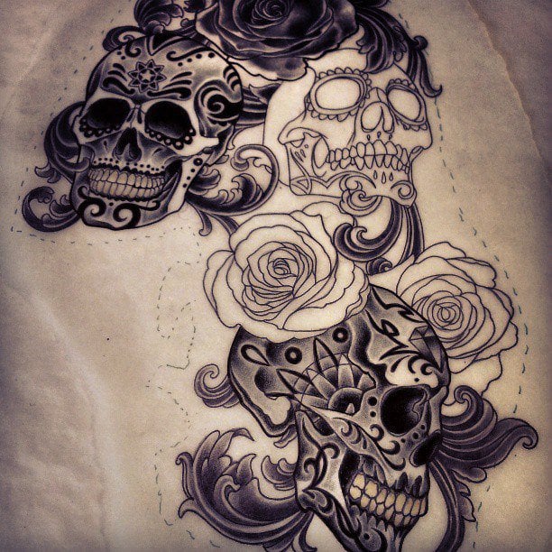 Best 29+ pretty skull tattoos