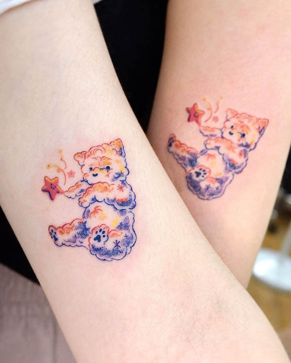 34. Whimsical Bears Holding Stars: A Playful Touch of Love