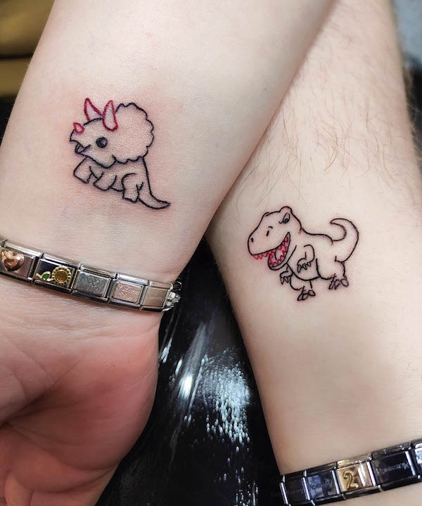12. Whimsical Dinosaur Duo for Playful Couples