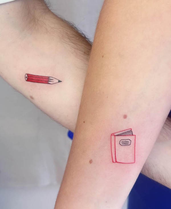 13. "Whimsical Charm: A Pencil and Book Duo for Literary Lovers"