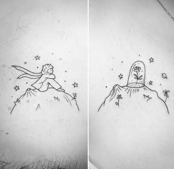 42. A Whimsical Tale in Ink: "The Little Prince" Couple Tattoos