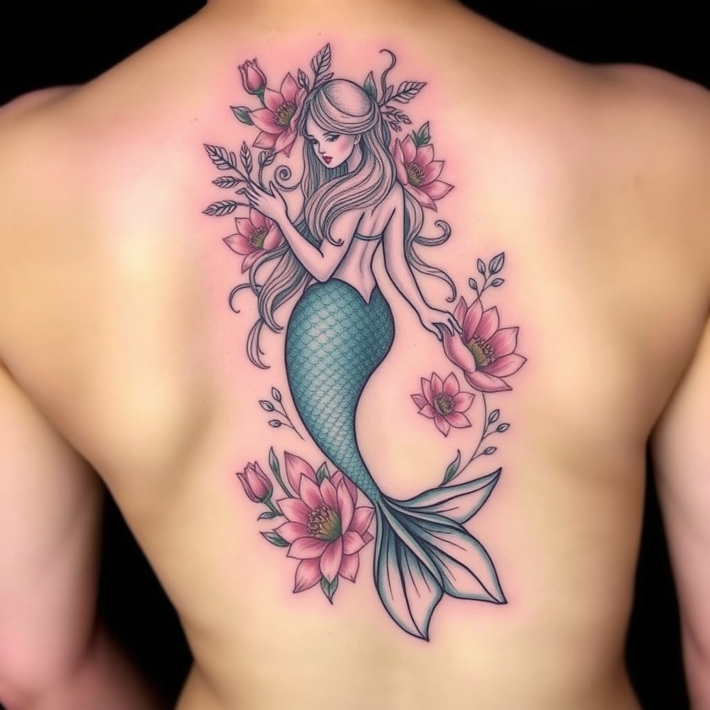 13. "Floral Mermaid: Blossoms Beneath the Sea"