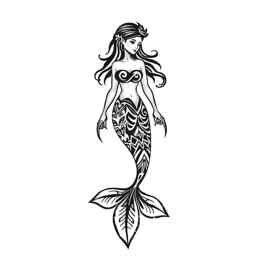 14. "The Tribal Mermaid: Ancient Patterns with a Modern Twist"