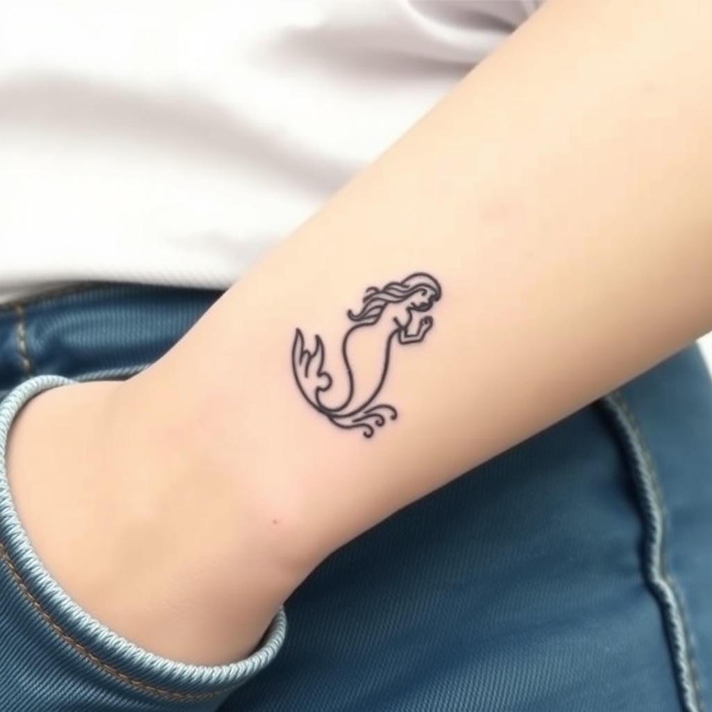 2. "Minimalist Mermaid Silhouette with Ocean Waves"