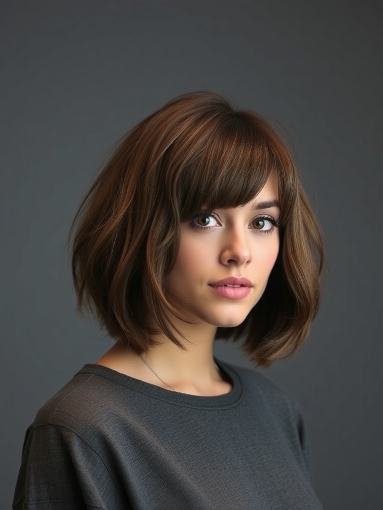 14. Master the Softly Layered Choppy Bob with Wispy Bangs