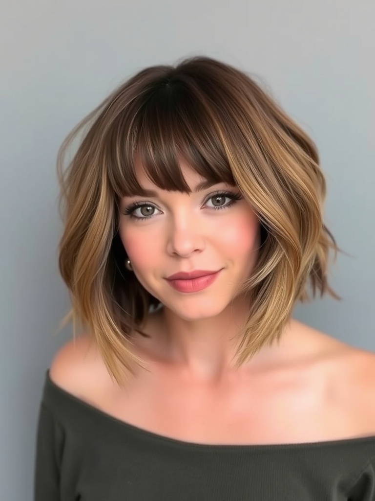 20. Add Soft Layers and Curtain Bangs to Your Choppy Bob