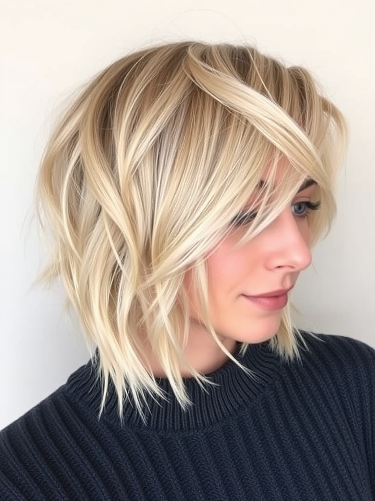 8. Perfect the Effortless Side-Swept Choppy Bob